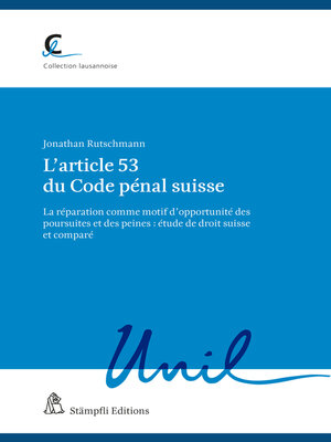 cover image of L'article 53 du Code pénal suisse